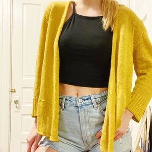 Eileen Fisher Yellow Knit Open Cardigan - Sz Small
